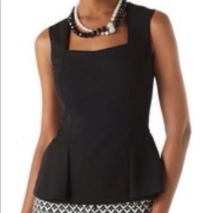 WHBM, Black Peplum Top, Size 0